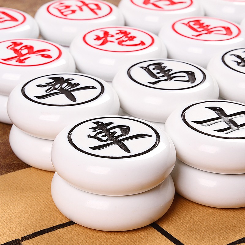 中國象棋密胺麻將材質 玉石手感便攜耐磨防摔象棋 雙面刻字象棋-細節圖2
