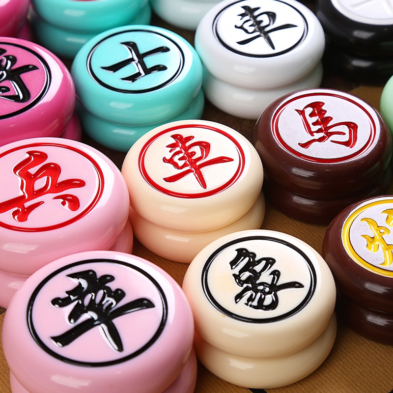 中國象棋密胺麻將材質 玉石手感便攜耐磨防摔象棋 雙面刻字象棋-細節圖4