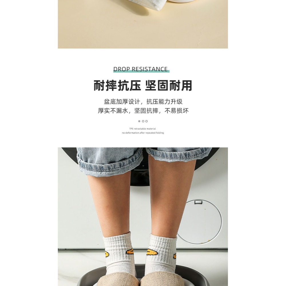 川島屋可折疊洗臉盆家用學生宿舍用塑料盆大號便攜式旅行洗衣盆子-細節圖10