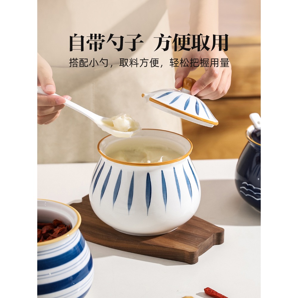 川島屋裝豬油罐家用耐高溫陶瓷熟油葷油罐子油潑辣子辣椒油專用罐-細節圖2