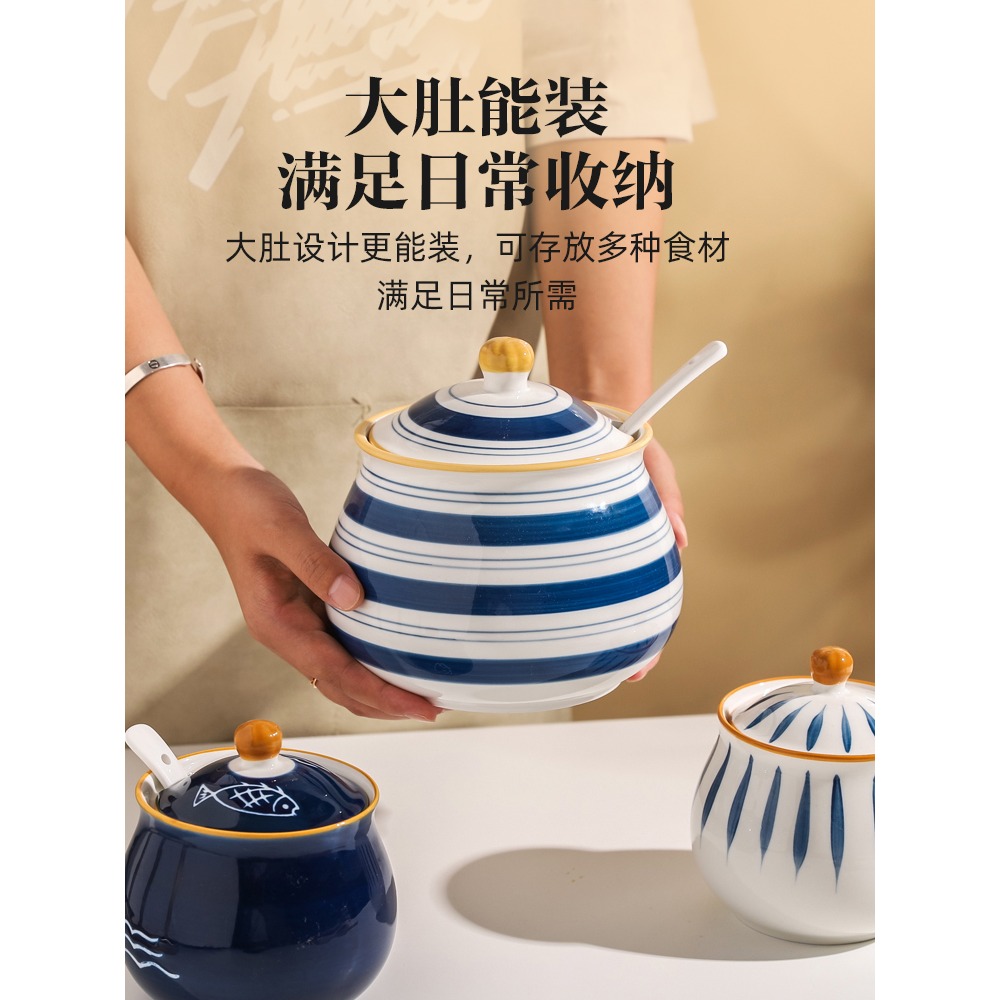 川島屋裝豬油罐家用耐高溫陶瓷熟油葷油罐子油潑辣子辣椒油專用罐-細節圖4