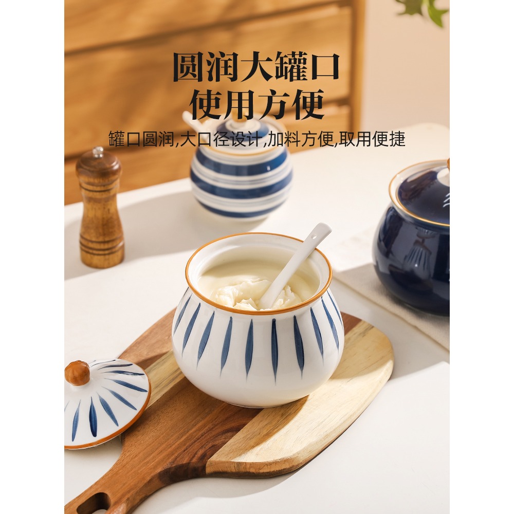川島屋裝豬油罐家用耐高溫陶瓷熟油葷油罐子油潑辣子辣椒油專用罐-細節圖5
