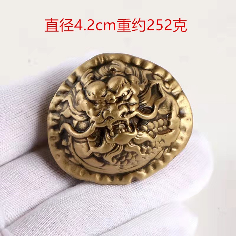 純銅核桃擺件文玩龍頭款實心黃銅手把件健身球手把球一對工藝製品-細節圖6