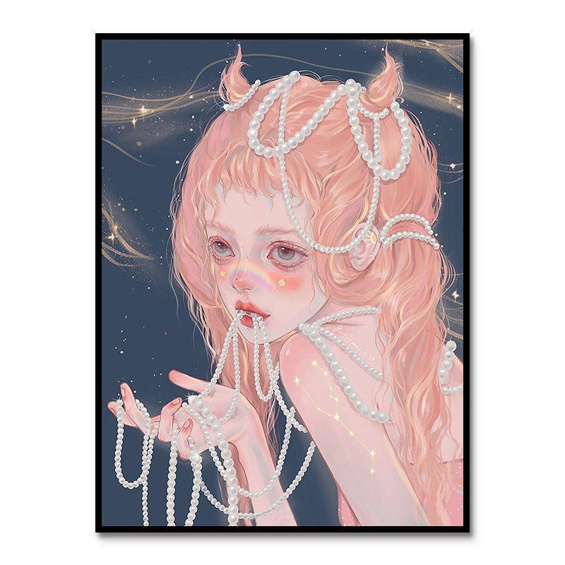 十二星座女孩DIY數字油畫成人減壓油彩畫臥室宿色掛畫 創意禮物-細節圖2