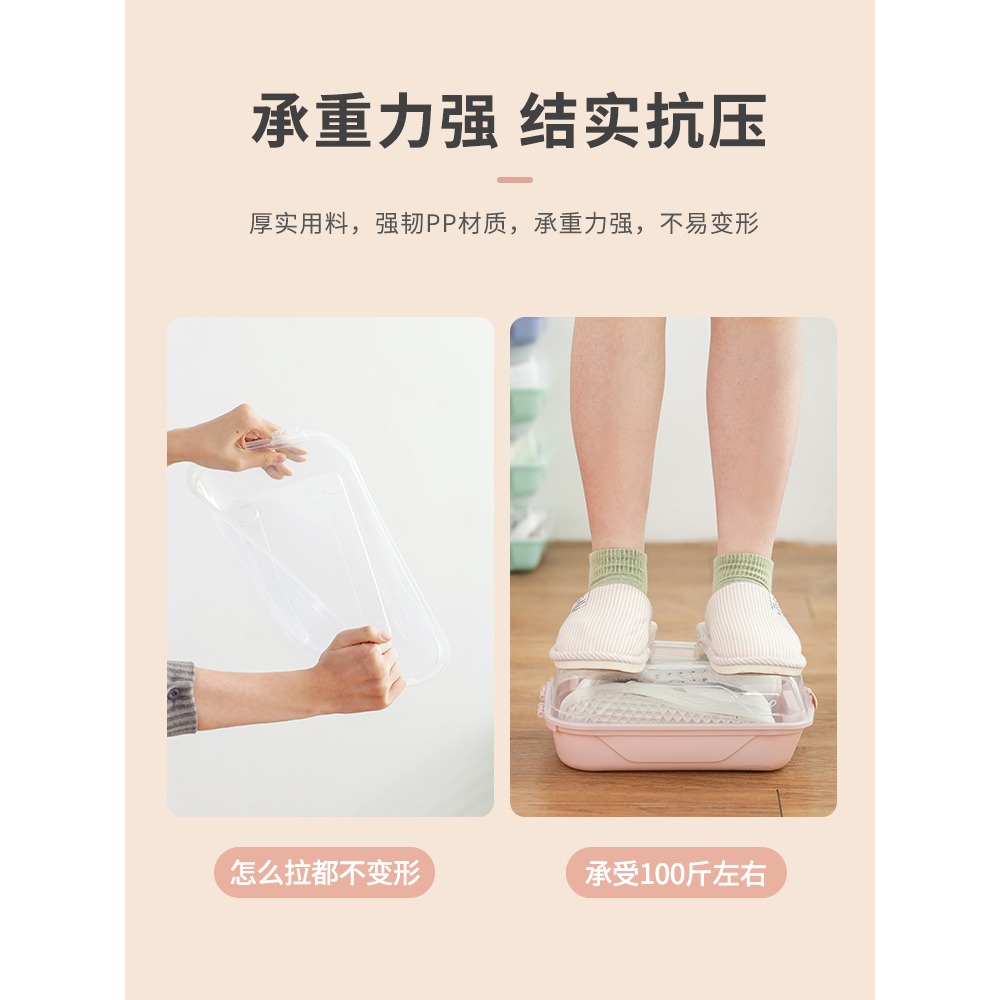 加厚簡易鞋盒收納盒透明鞋盒子鞋櫃收納鞋子收納神器省空間免安裝-細節圖3