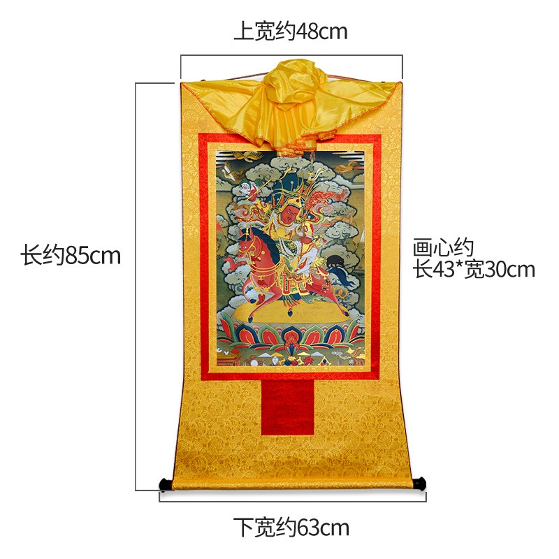 藏村 格薩爾王唐卡 中式裝裱居家用品鍍金燙金佛畫像客廳裝飾掛畫-細節圖2