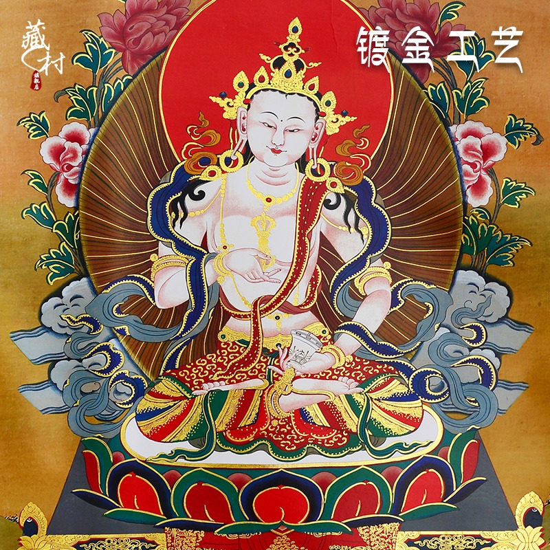 藏村 金剛薩埵掛件唐卡 西中式裝裱客廳佛畫像室內裝飾畫壁畫85cm-細節圖3