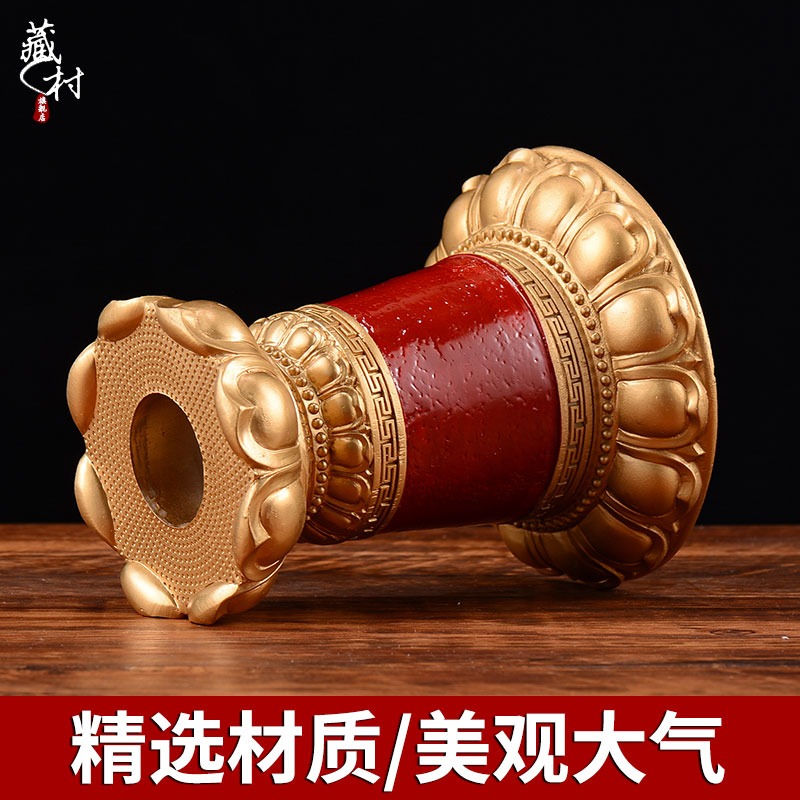 藏村 手搖轉經輪底座 樹脂蓮花佛堂室內佛前用品轉經筒擺件-細節圖3