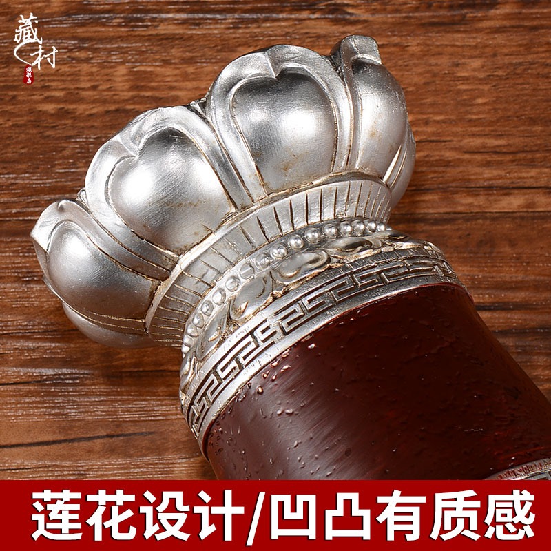藏村 手搖轉經輪底座 樹脂蓮花佛堂室內佛前用品轉經筒擺件-細節圖4