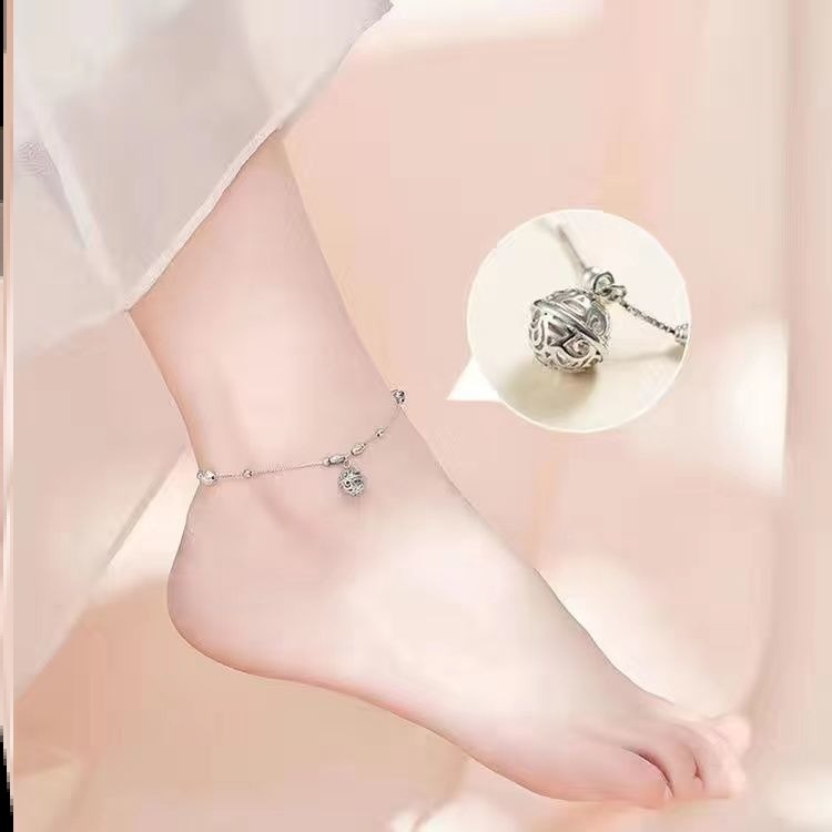 腳鏈女夏鈴鐺s925宮鈴腳飾女古風潮漢服配飾轉運珠腳踝女學生超仙-細節圖8