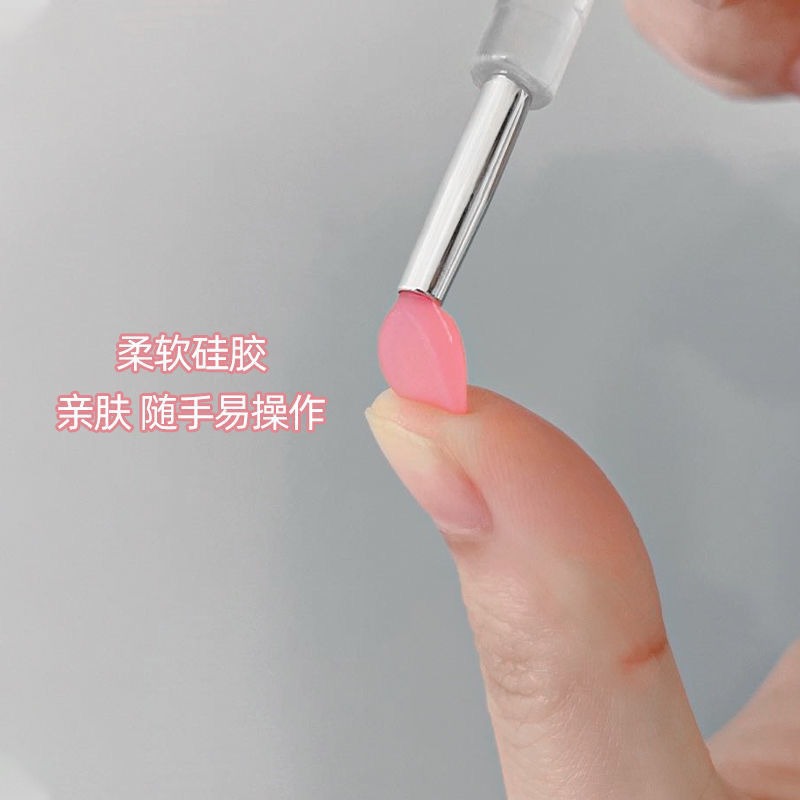 硅膠脣膏勺脣刷帶蓋脣膜刷眼影亮片刷便攜迷你眼影刷脣膏刷旅行-細節圖4