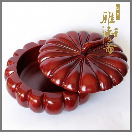 紅木工藝品家居擺件 花梨木南瓜果盤收納盒 實木質瓜果盤大號28-細節圖2