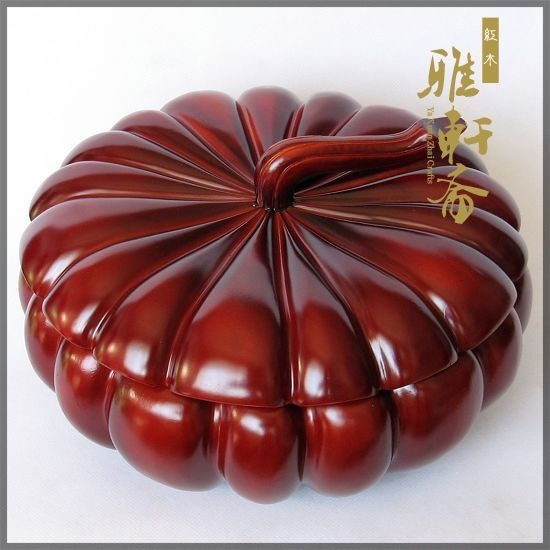 紅木工藝品家居擺件 花梨木南瓜果盤收納盒 實木質瓜果盤大號28-細節圖3