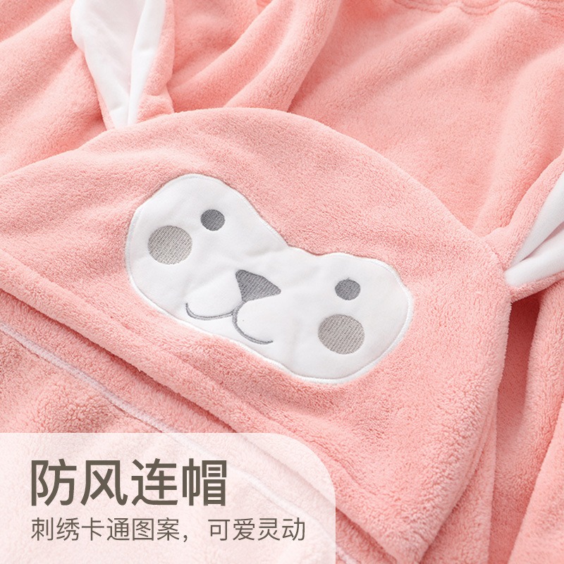 寶寶浴巾帶帽斗篷新生嬰兒超軟珊瑚絨浴袍兒童秋冬男孩女童可穿式-細節圖5