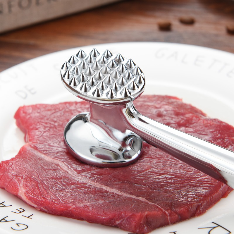 雙面松肉錘牛排錘子嫩肉針不銹鋼鋅合金砸拍打豬扒敲肉錘工具-細節圖3