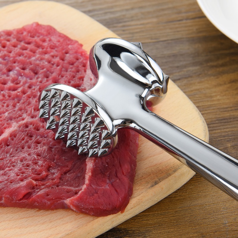 雙面松肉錘牛排錘子嫩肉針不銹鋼鋅合金砸拍打豬扒敲肉錘工具-細節圖4
