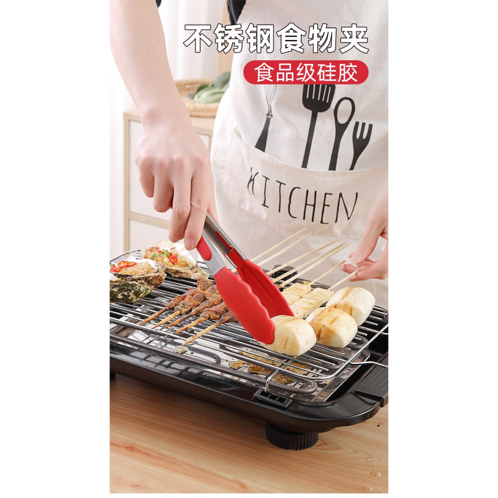 不粘鍋專用牛排夾304不銹鋼烤肉夾子耐高溫硅膠防燙食物夾 燒烤夾-細節圖7