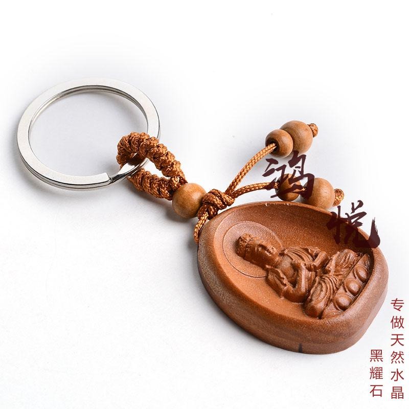 鴻悅桃木本命佛鑰匙扣隨身包掛大日如來-生肖羊.猴守護神掛件-細節圖10