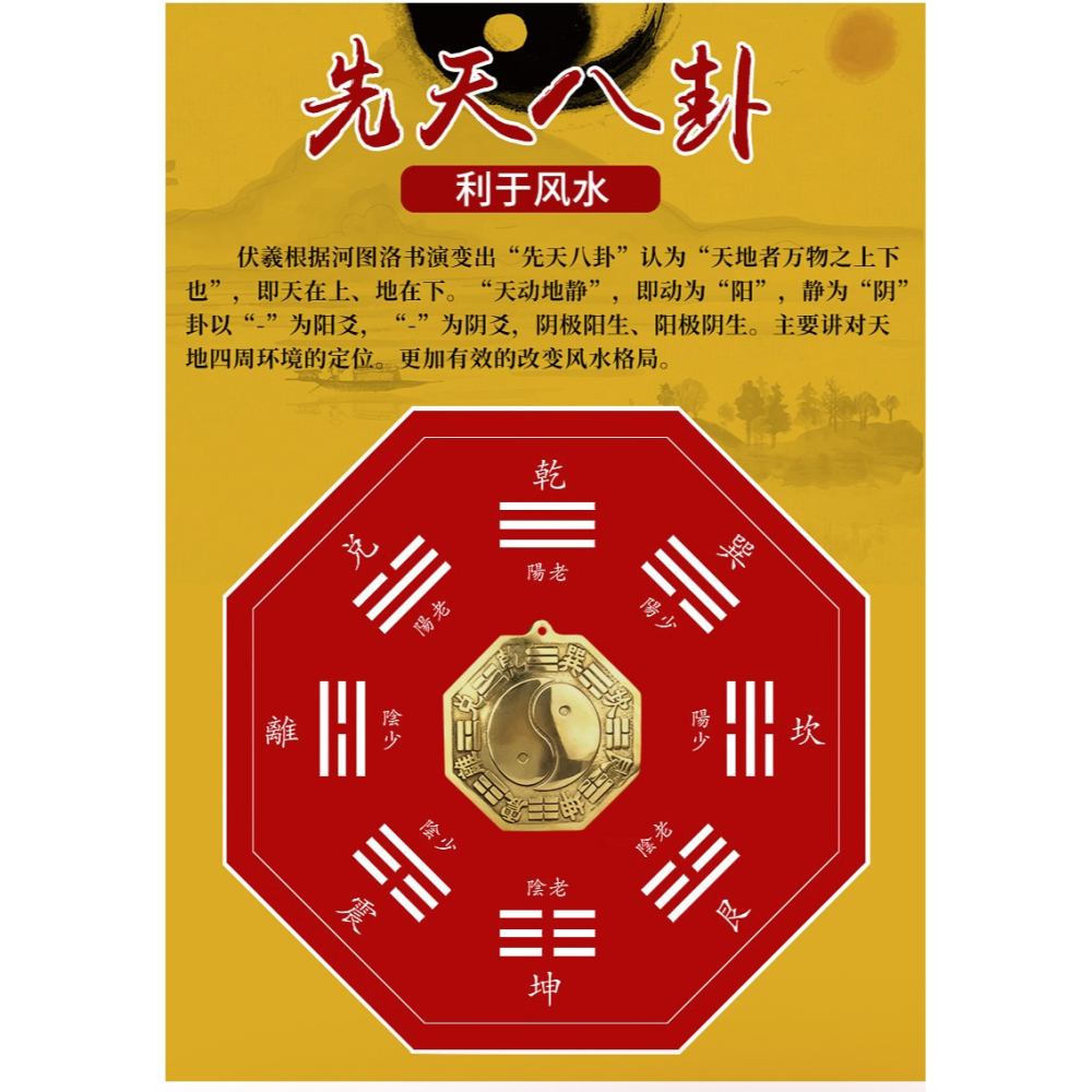 純銅太極八卦鏡凸宅凹凸鏡平面鏡大小號家用大門口家居擺件-細節圖7