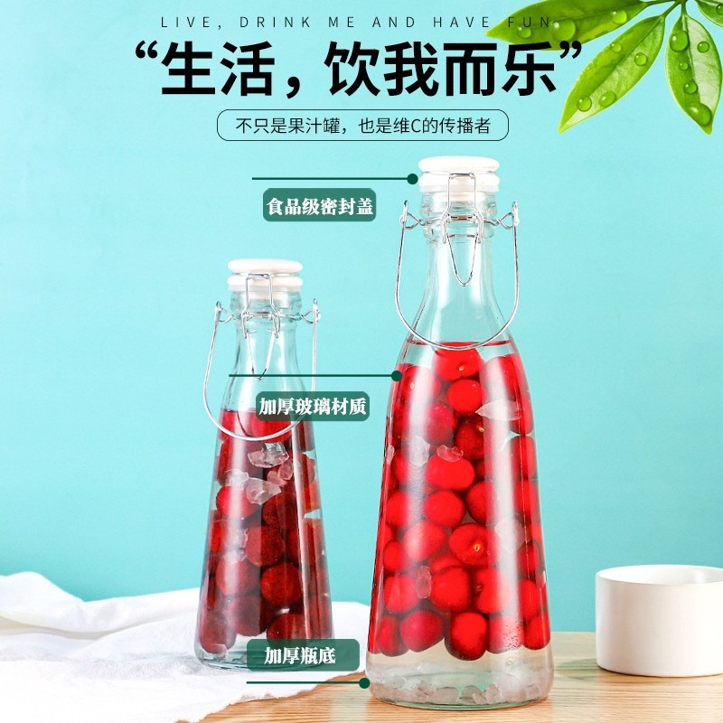 自釀酒果酒容器泡楊梅青梅酒瓶空瓶提手密封罐裝紅酒泡酒玻璃瓶子-細節圖4