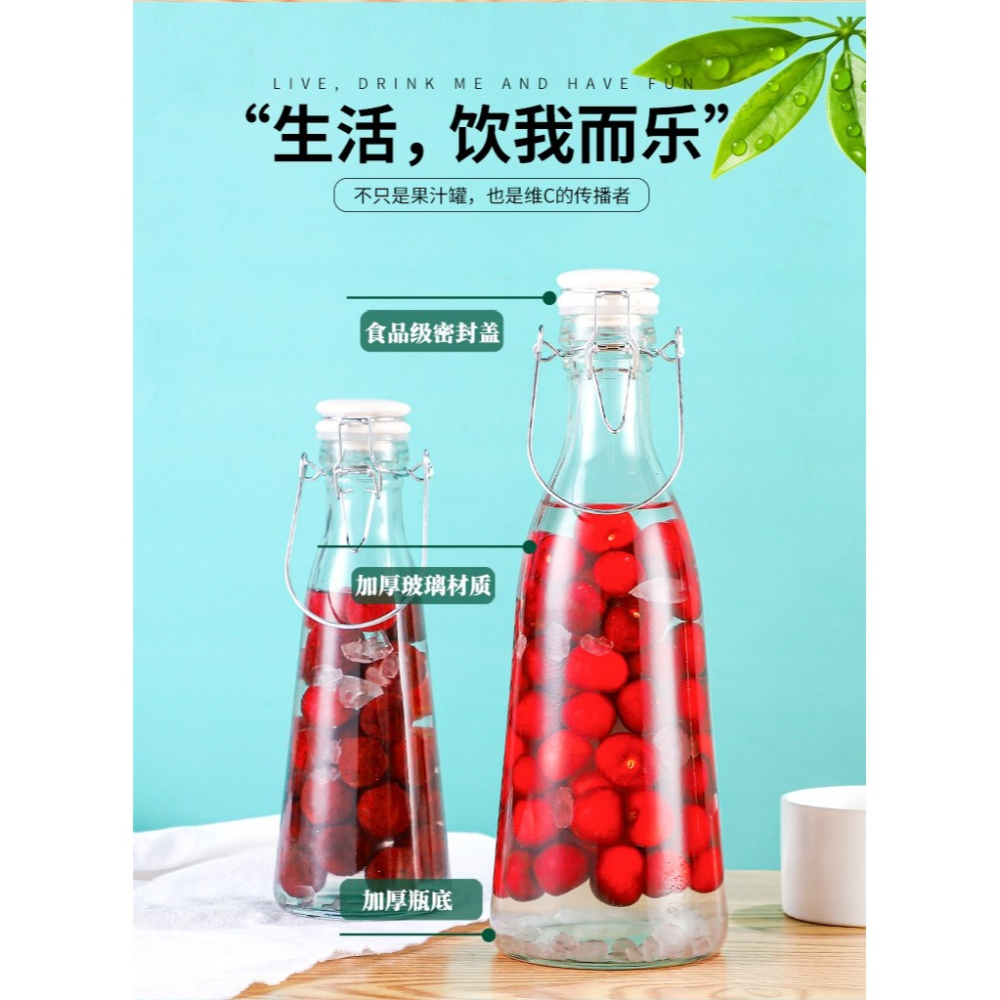 自釀酒果酒容器泡楊梅青梅酒瓶空瓶提手密封罐裝紅酒泡酒玻璃瓶子-細節圖7