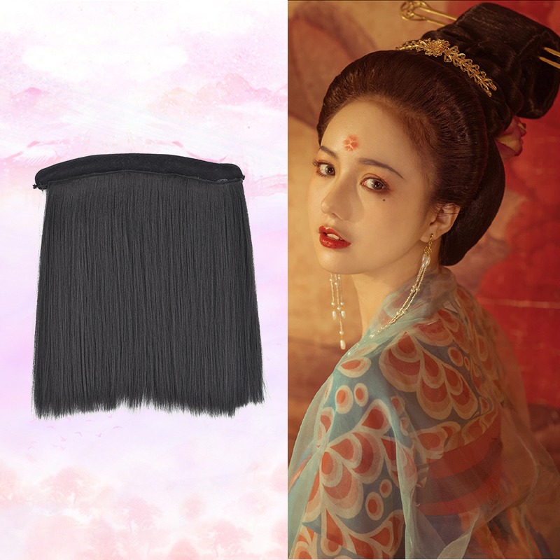 古裝全發絲後腦勺假發唐風單刀發髻古風手殘黨發包cos訶子裙發型-細節圖3
