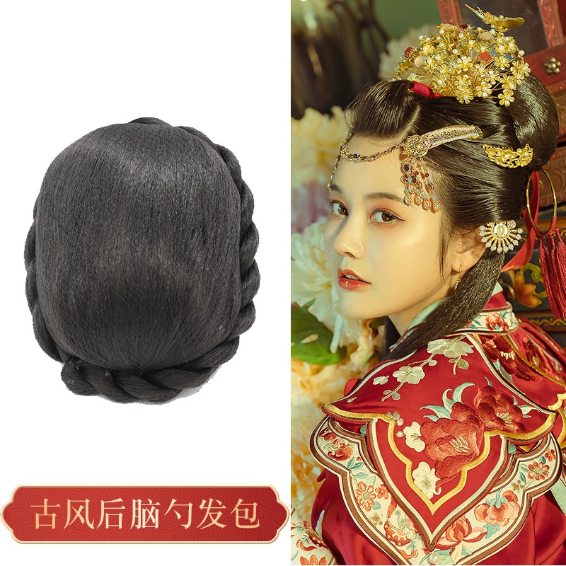 古裝全發絲後腦勺假發唐風單刀發髻古風手殘黨發包cos訶子裙發型-細節圖4