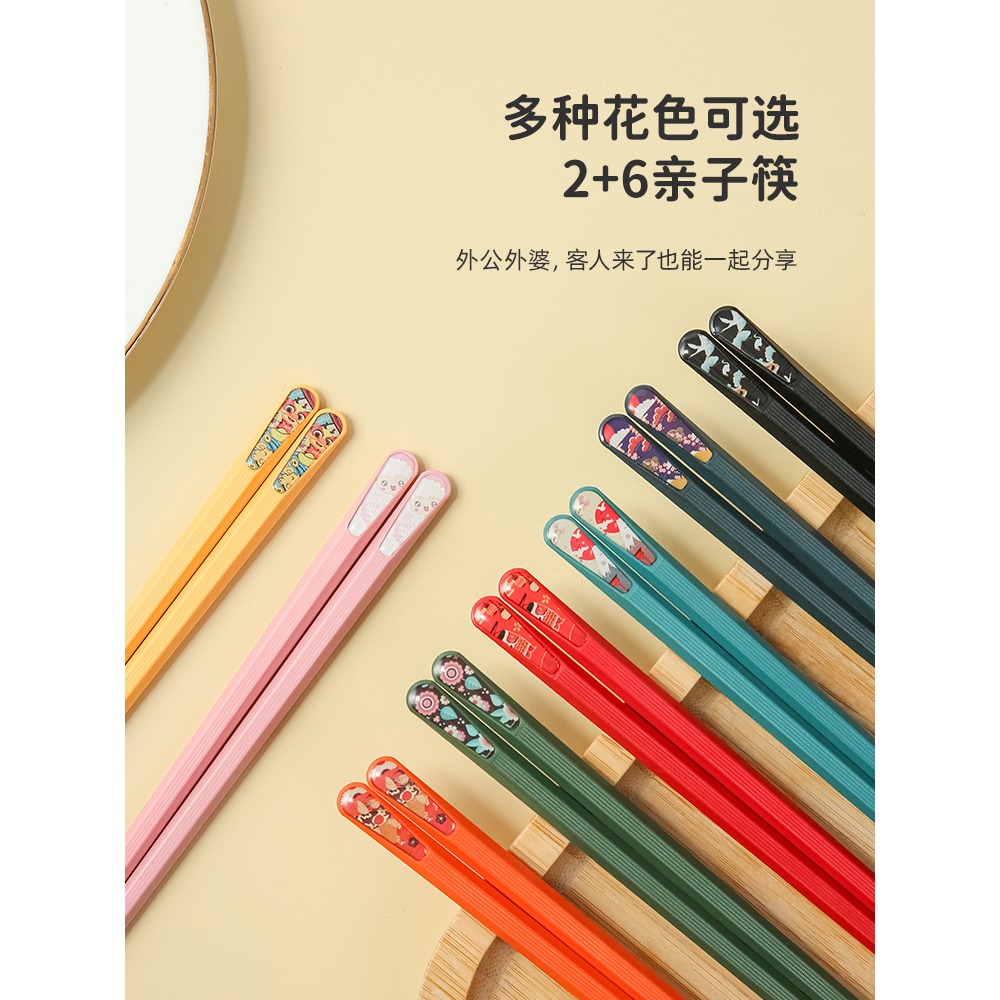 新款家用高檔筷子一人一筷兒童防黴合金耐高溫家庭親子筷防滑-細節圖4