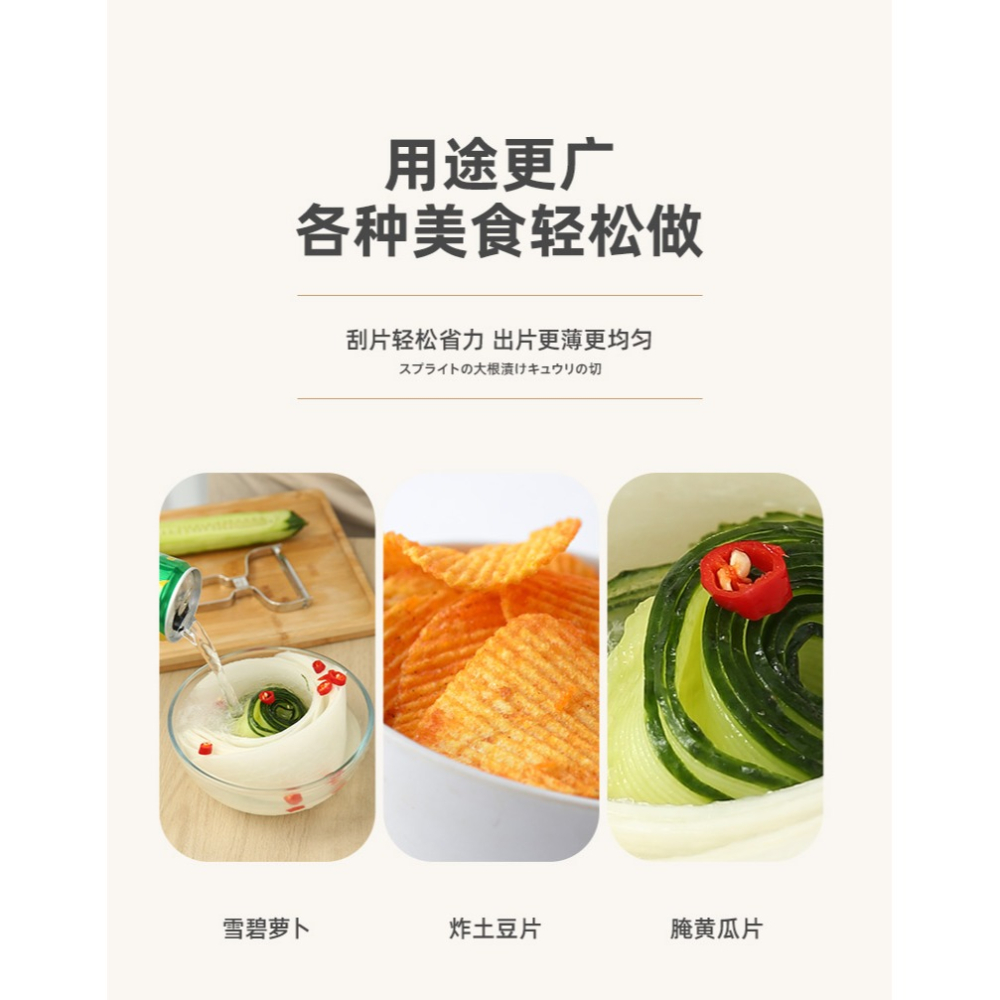雪碧蘿卜削皮削片神器不銹鋼廚房削土豆工具黃瓜切片器寬口刨片器-細節圖9