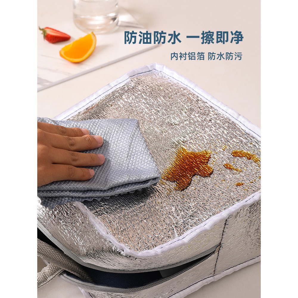 保溫飯盒袋手提便當包加厚鋁箔防水大容量學生上班族提飯裝餐盒包-細節圖3
