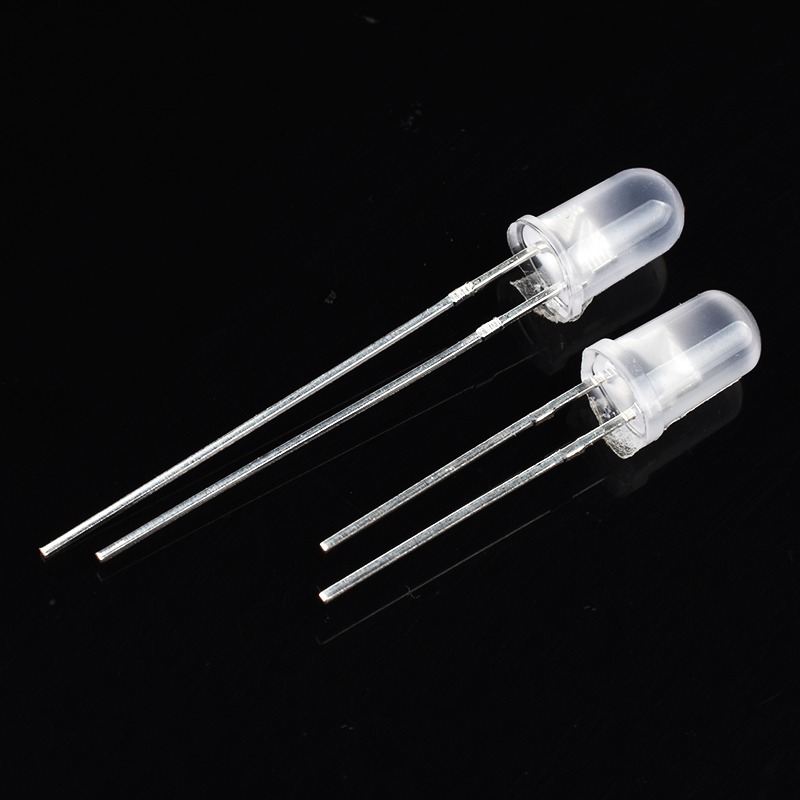 5MM/F5直插發光二極管LED燈珠霧狀白發白/綠紅藍黃色暖白光磨砂燈-細節圖2