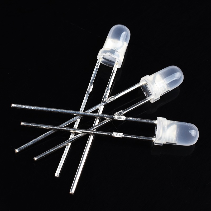 3MM/F3直插霧狀LED磨砂燈白發綠紅藍黃色 發光二極管 無極紅綠光-細節圖2