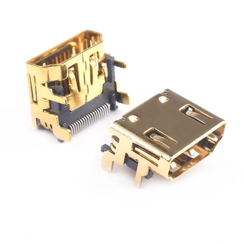 HDMI 貼片插座 90度母座 19P貼片式 高清插座 多媒體接口A型 鍍金-細節圖2