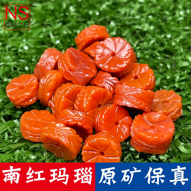 南紅瑪瑙赤玉羽毛扣配珠原礦手串菩提背雲星月百香子配飾隔珠金剛-細節圖2