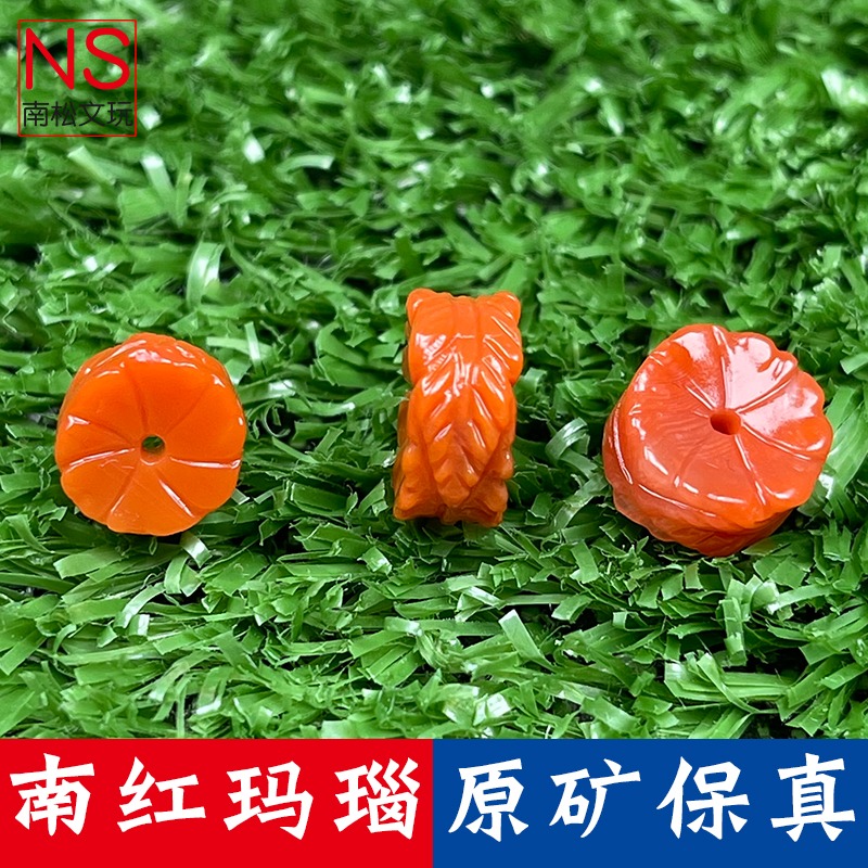 南紅瑪瑙赤玉羽毛扣配珠原礦手串菩提背雲星月百香子配飾隔珠金剛-細節圖4