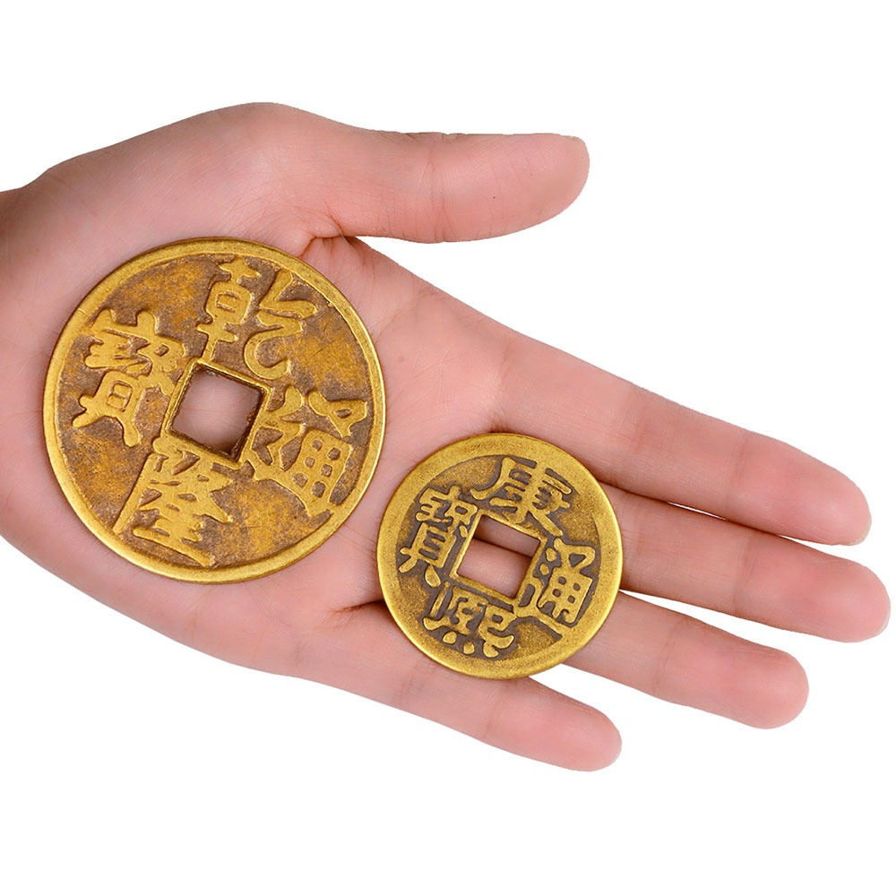 卓弘銅銅錢擺件仿古銅錢散錢五帝銅錢大號錢乾隆通寶門檻用散錢-細節圖2