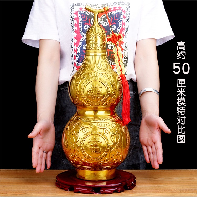 卓弘 八卦銅葫蘆擺件開蓋居家裝飾送五帝錢掛件-細節圖10