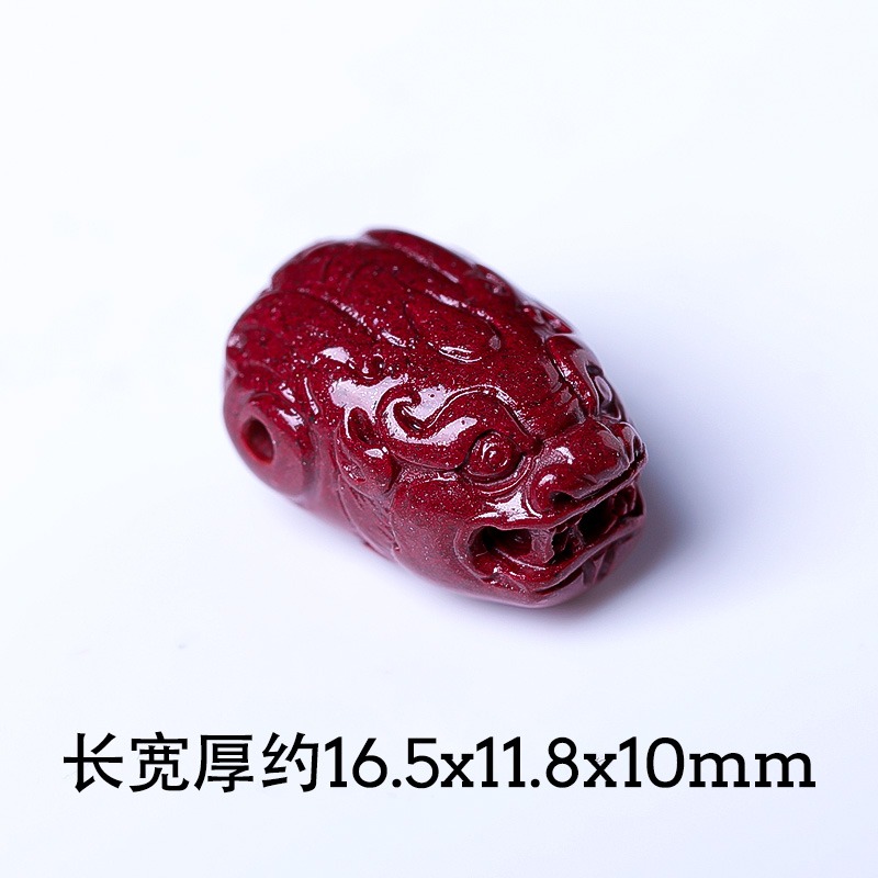 天然高含量硃砂三通散珠diy項鏈佛珠菩提掛件配飾紫金砂貔貅配件-細節圖2