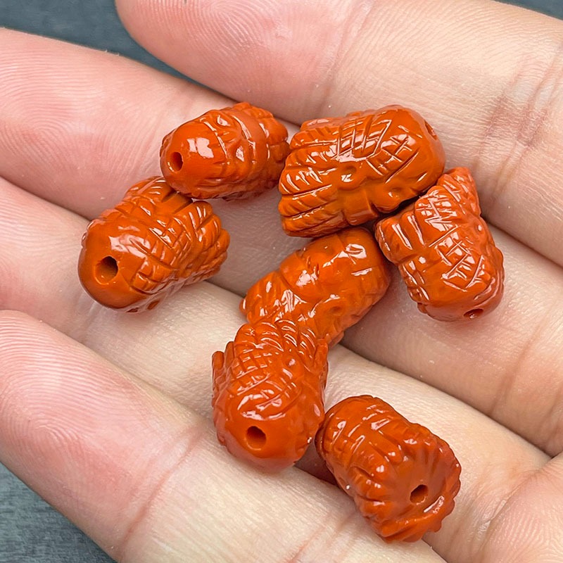 南紅瑪瑙酋長背雲柿子紅瓦西料原礦星月百香子配飾手串配珠文玩-細節圖3