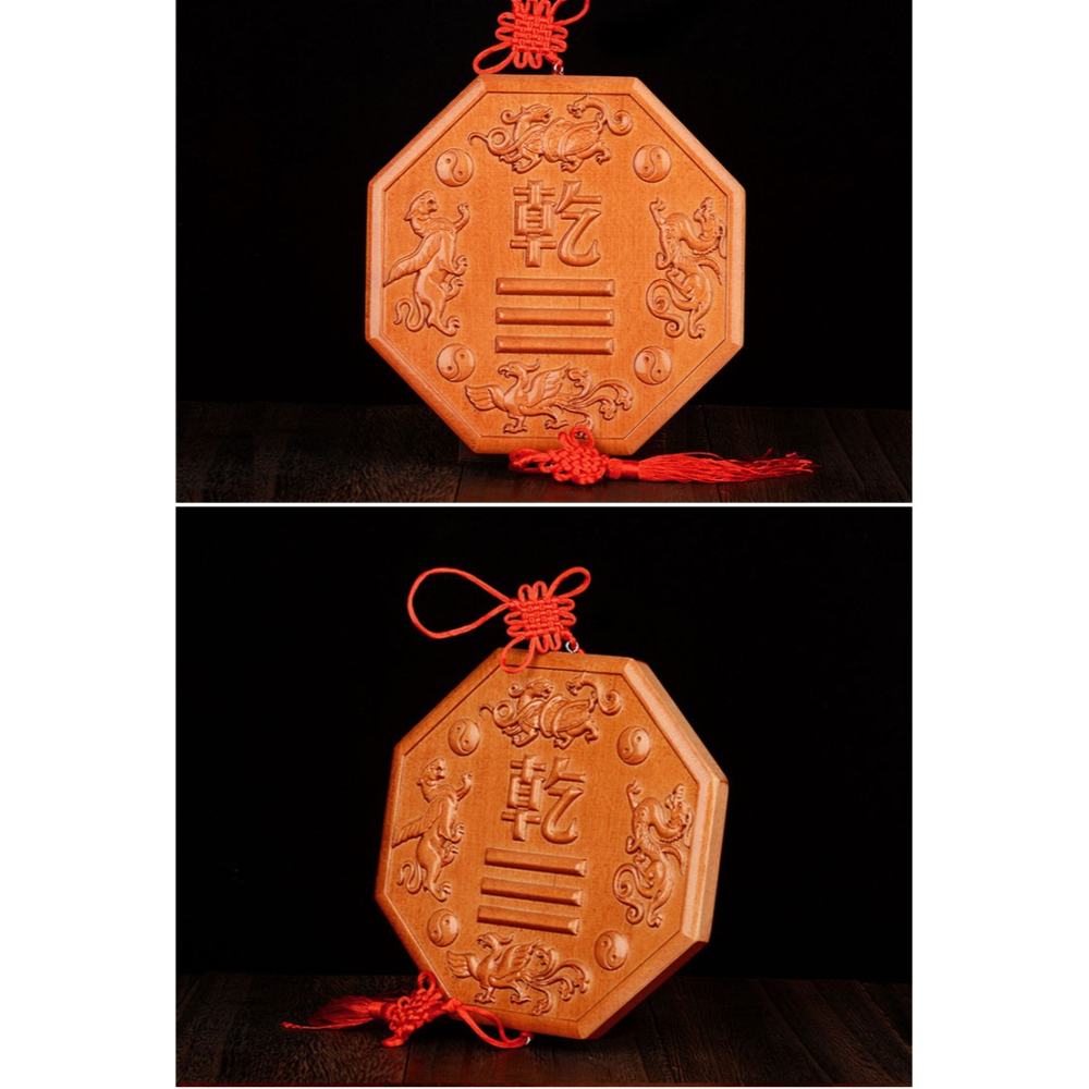 卓弘 桃木乾卦牌房屋缺角補角卦牌西北乾卦西南坤補角牌木雕-細節圖9