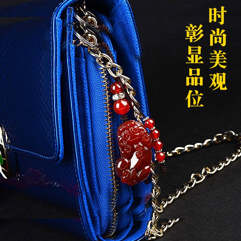 卓弘 紅瑪瑙貔貅鑰匙扣包包掛件掛飾男女款 時尚汽車鑰匙裝飾品-細節圖5