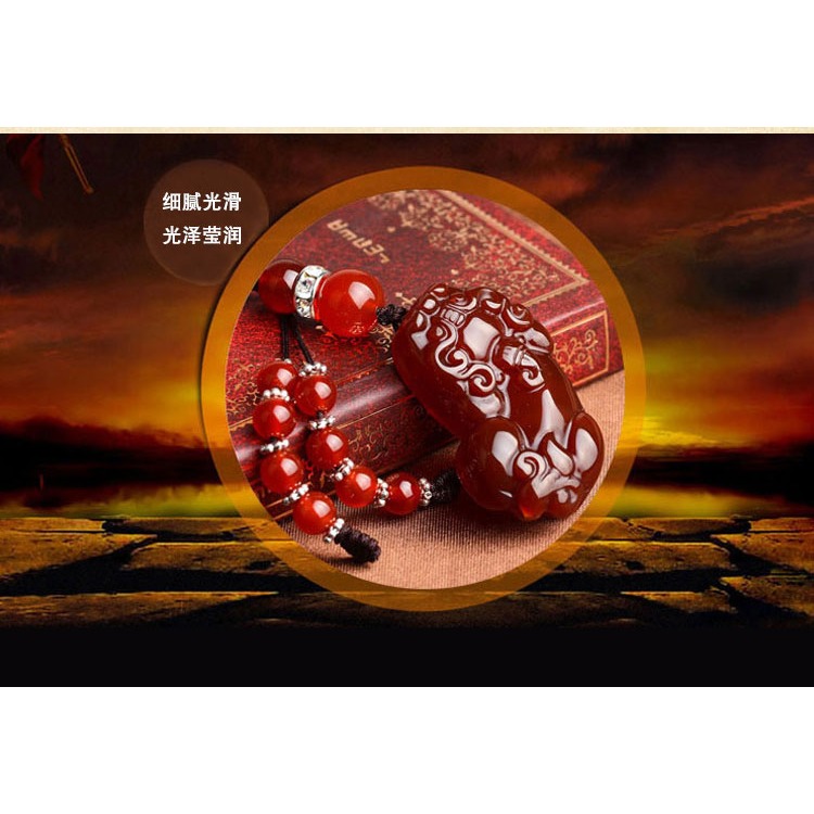 卓弘 紅瑪瑙貔貅鑰匙扣包包掛件掛飾男女款 時尚汽車鑰匙裝飾品-細節圖7