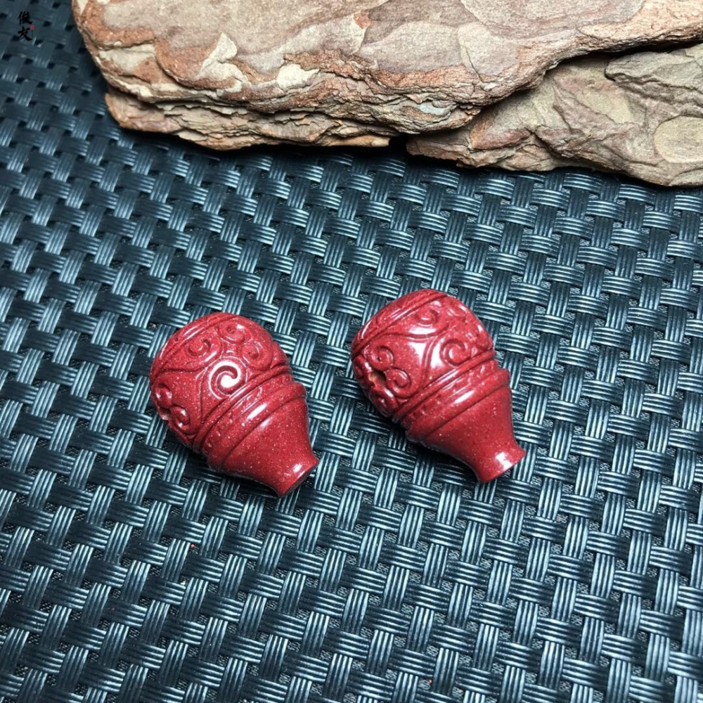 天然原礦硃砂紫砂回紋三通佛頭佛塔帝王文玩星月金剛配飾配件材料-細節圖3