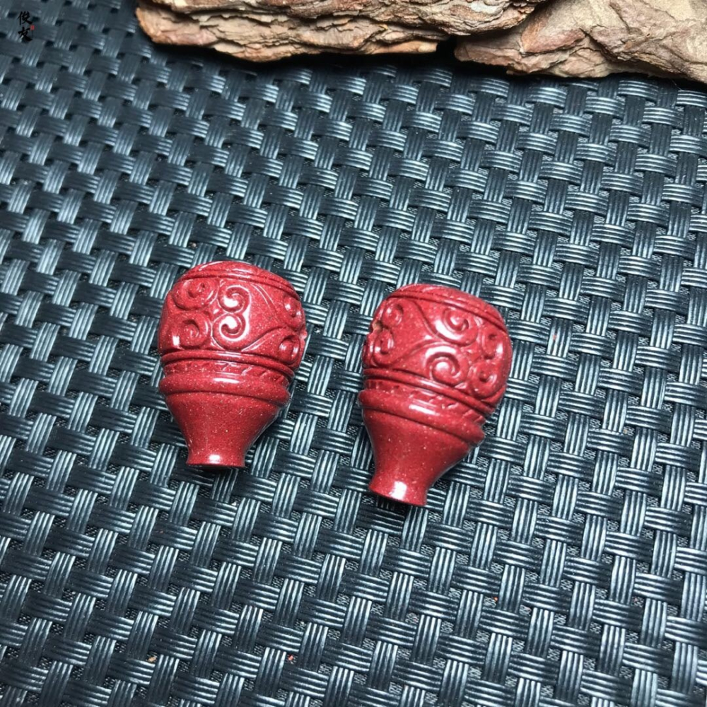 天然原礦硃砂紫砂回紋三通佛頭佛塔帝王文玩星月金剛配飾配件材料-細節圖4