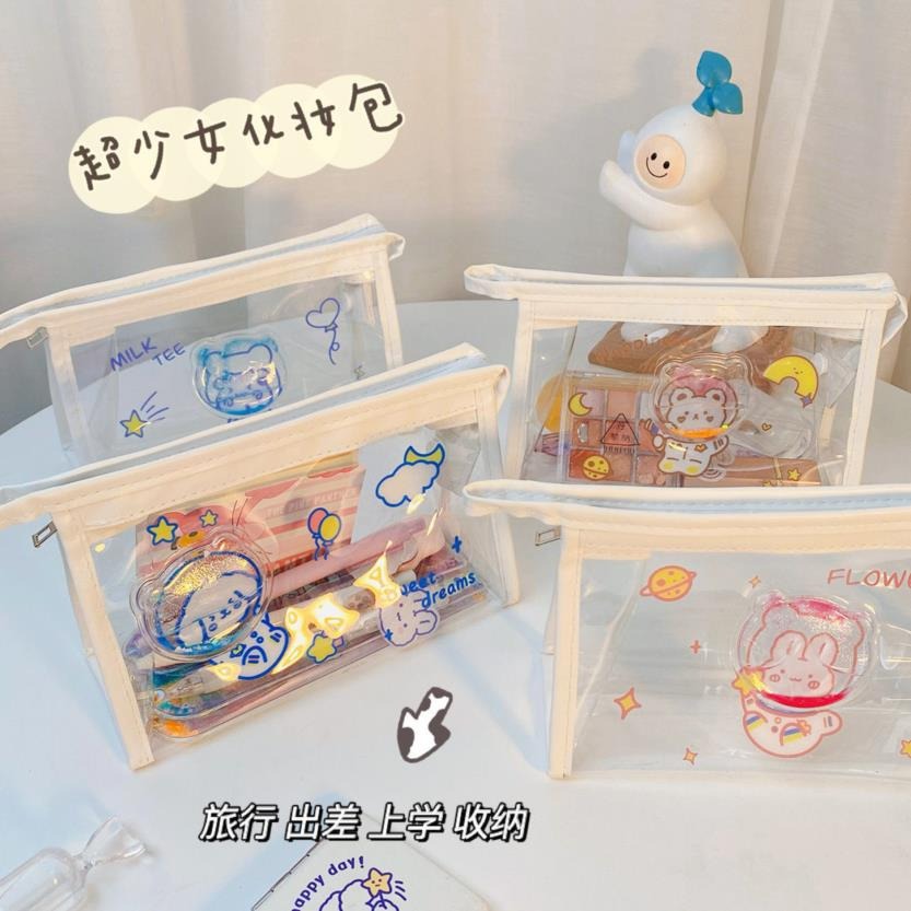 透明筆袋女ins日系大容量簡約可愛初中高中學生女孩高顏值文具盒-細節圖3