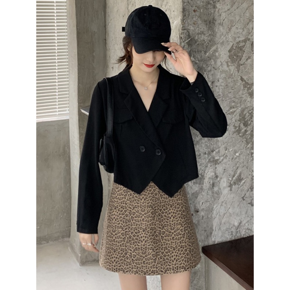 chic西裝外套女士春季年新款小個子黑色短款小西服設計感小眾-細節圖2