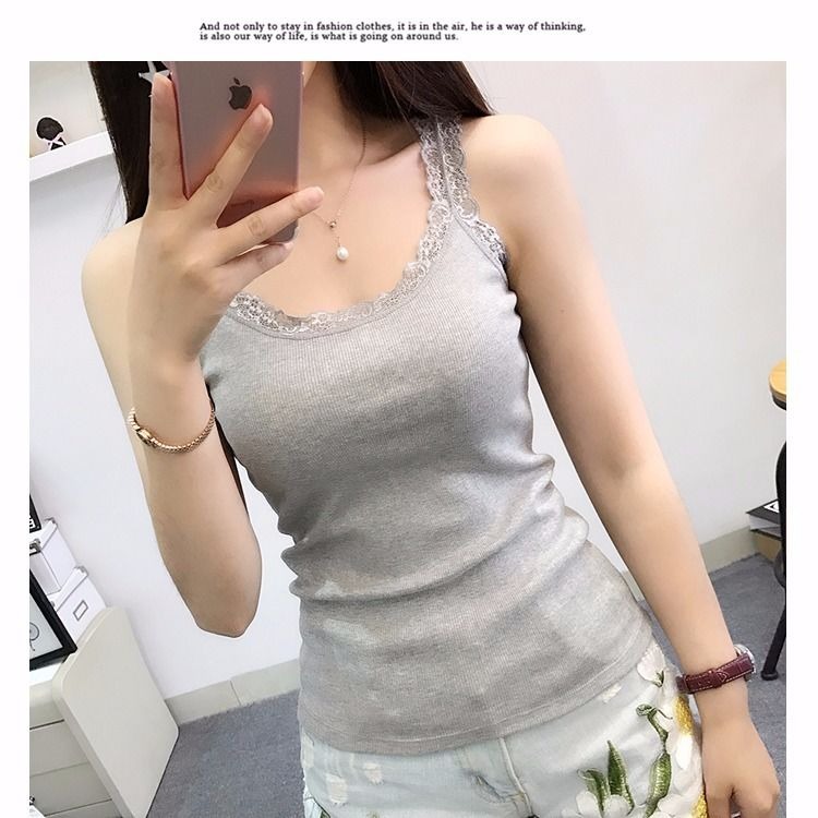 小吊帶背心女內搭帶胸墊美背黑色打底上衣夏季抹胸外穿ins超火白-細節圖4