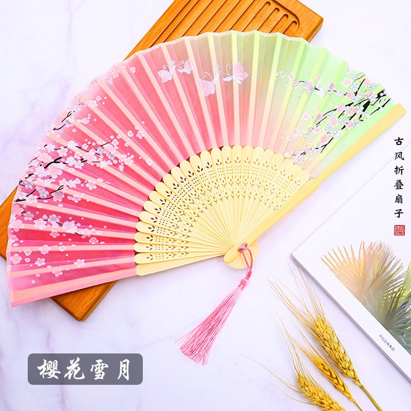 扇子摺扇中國風女式學生古風流蘇夏季隨身攜帶古裝古代漢服小竹扇-細節圖5
