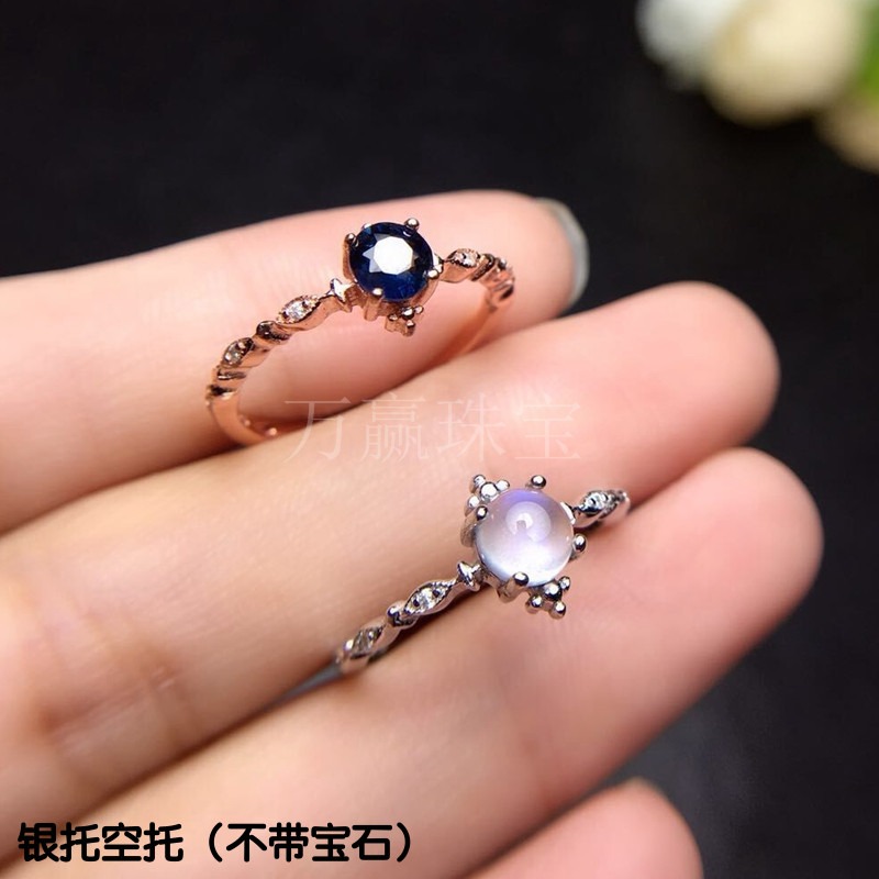 925純銀飾品指環戒指空託圓形3*3 4*4 5*5mm日韓秀氣學生百搭戒託-細節圖2