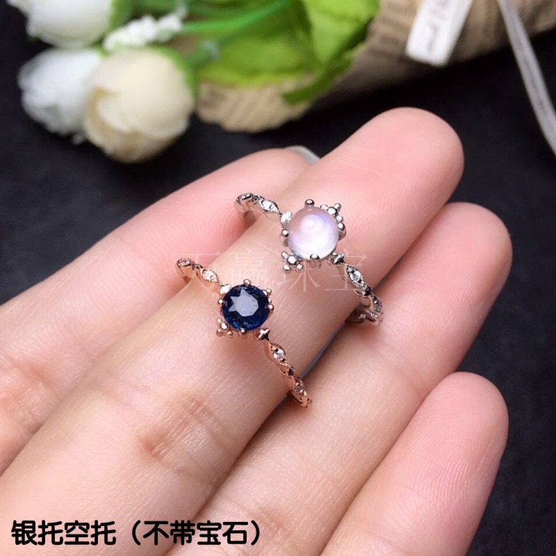 925純銀飾品指環戒指空託圓形3*3 4*4 5*5mm日韓秀氣學生百搭戒託-細節圖3